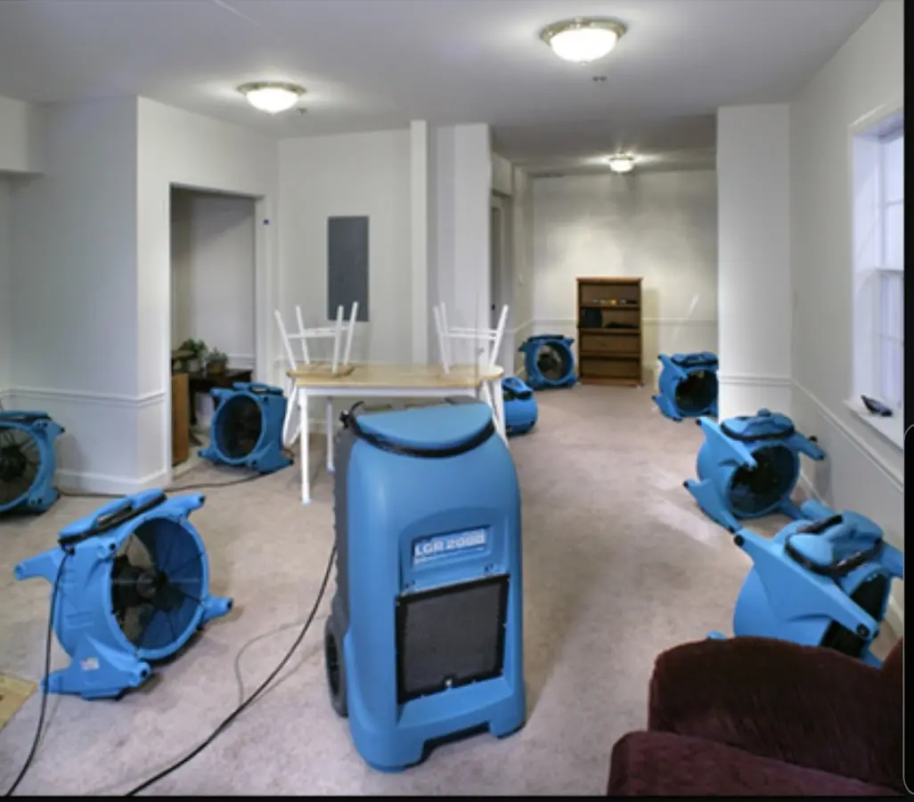 Air movers and dehumidifier setup for Water Extraction & Removal in Ocean City